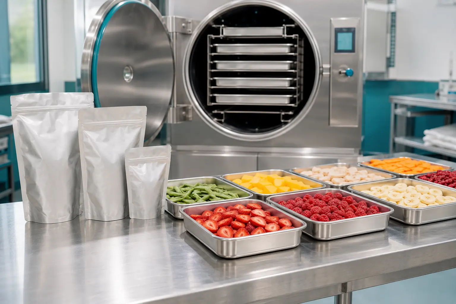 Hygienic food freeze-drying and packaging process