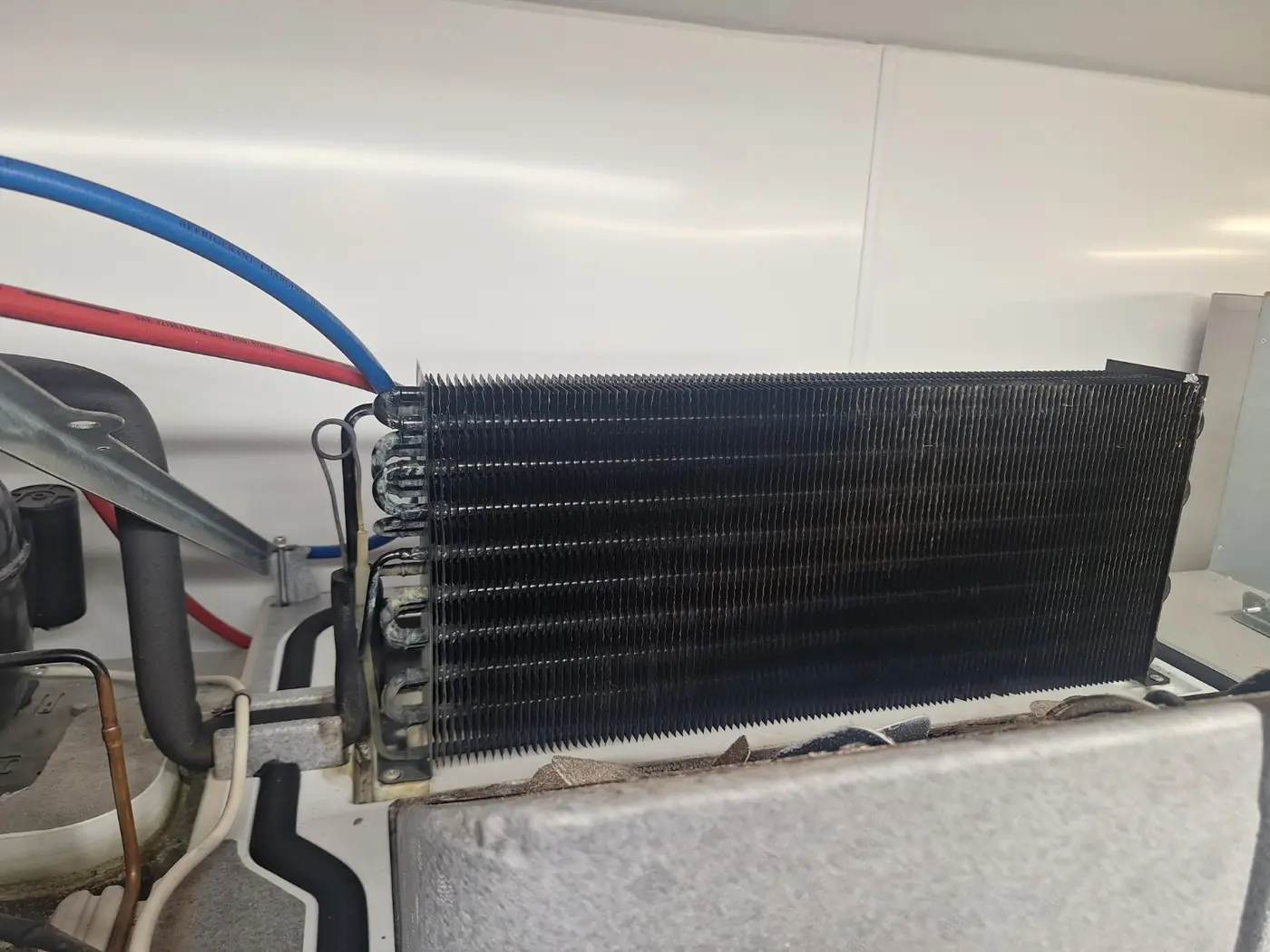 Commercial refrigeration evaporator coil under service